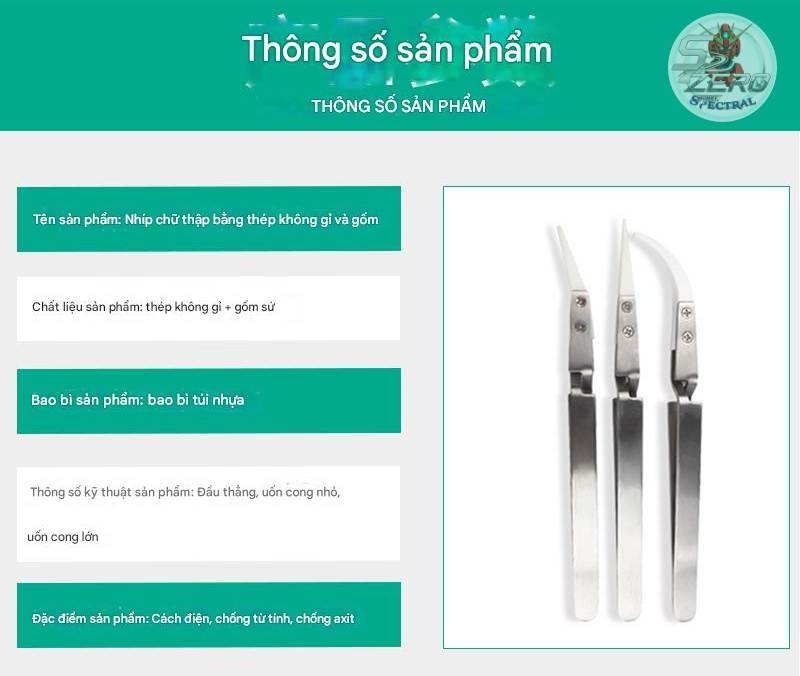 Nhíp sứ kẹp gắp linh kiện tự giữ - nhịp ngược Ceramic tweezers interchangeable cross-shaped heads