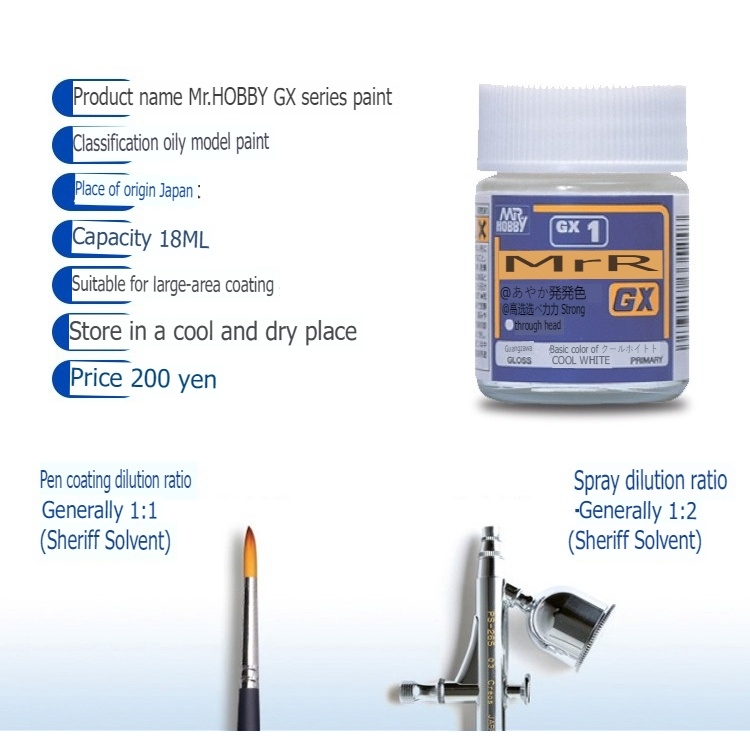 Sơn mô hình MR.hobby COLOR GX basic color 01-06 mr.hobby lacquer paint