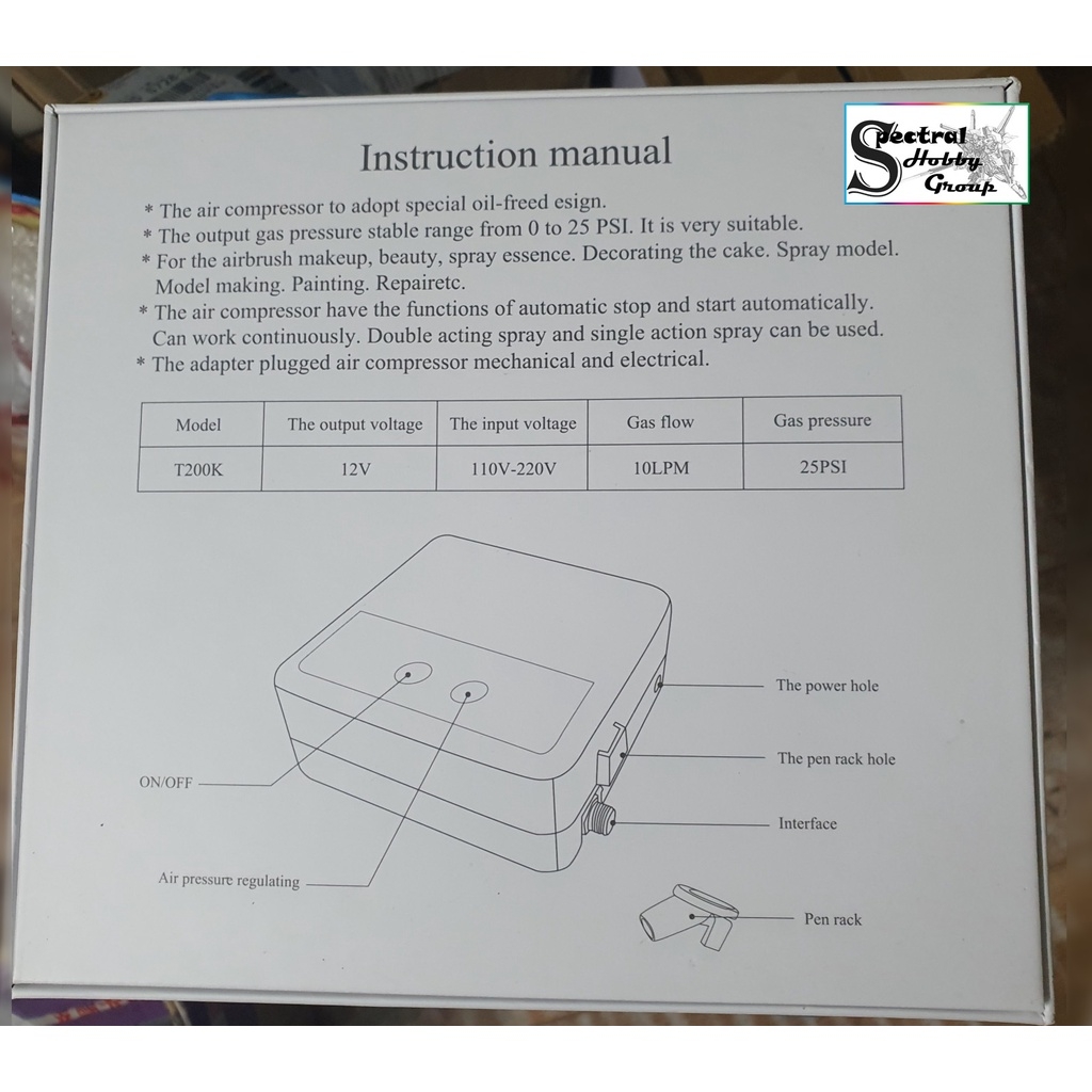 Máy nén khí mini sơn mô hình T200K Airbrush mini compressor airpump