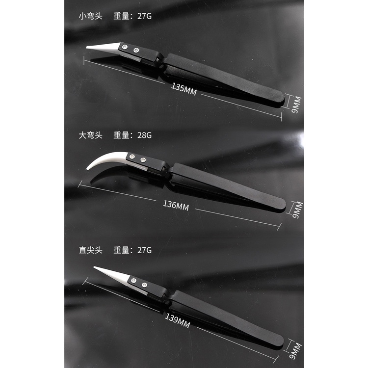 Dụng cụ nhíp cho mô hình / nhịp ngược đầu sứ Ceramic head reverse pointed