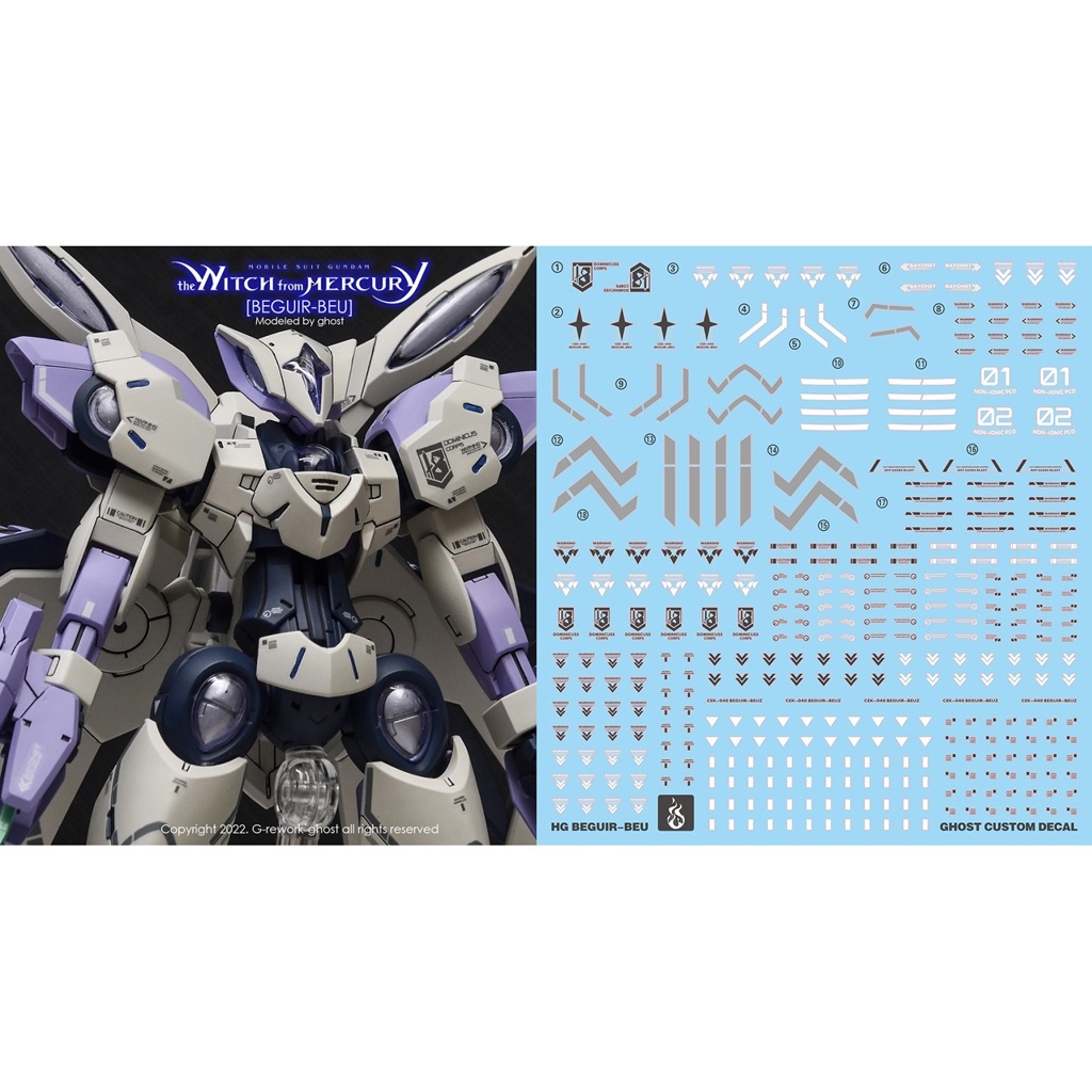 Decal nước dán mô hình Guel Dilanza Beguir Beu Pente Michaelis GUNDAM WITCH MERCURY Water sticker