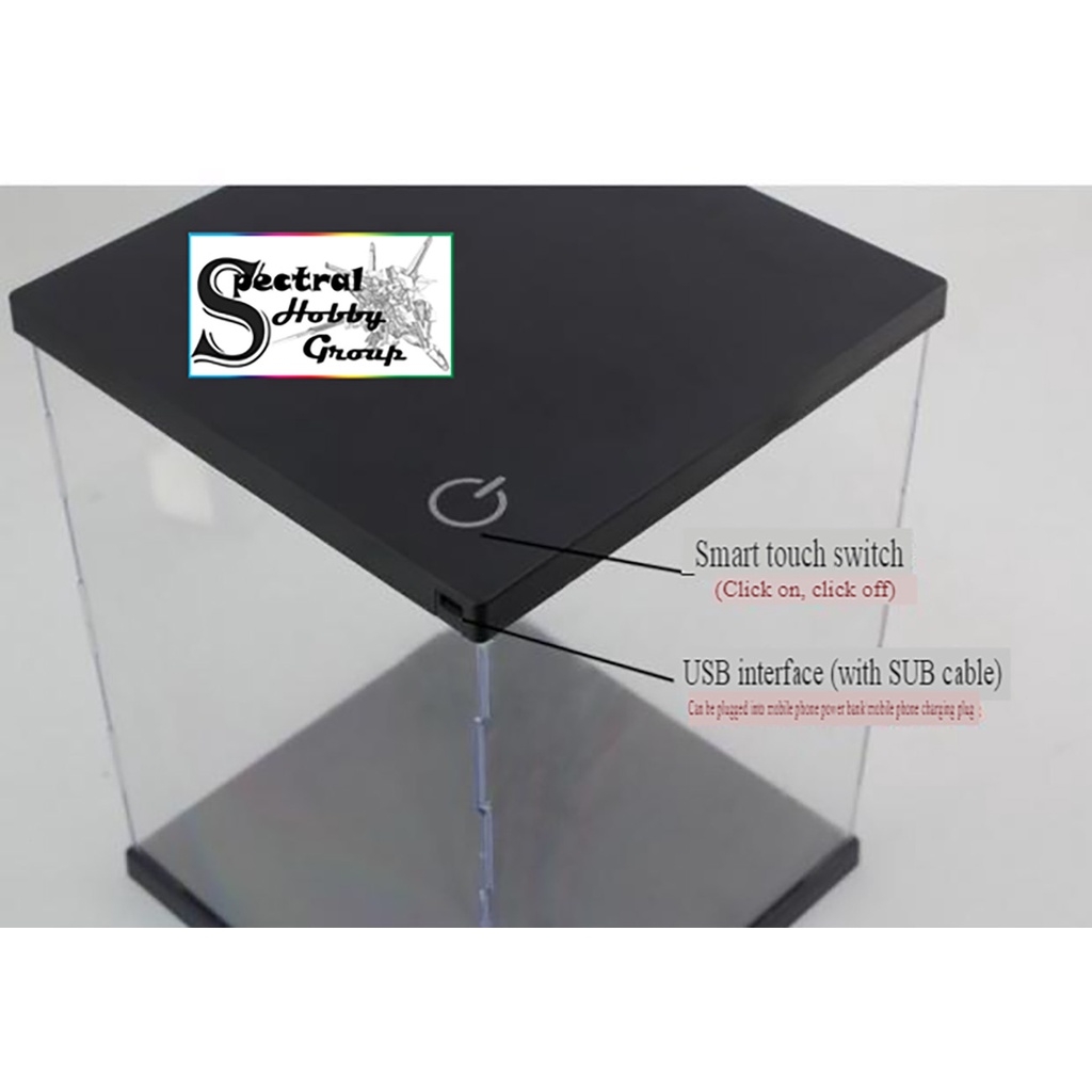 Hộp mica trưng bầy mô hình kèm dàn led PG MG HG RG 21.5x21x35 Model Display box VT model