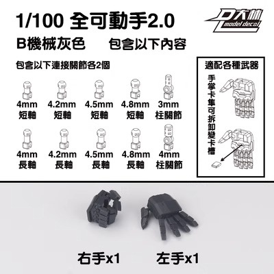 Phụ kiện lắp ráp đôi tay động 1/100 HAND SET cho các loại gundam MG dalin model