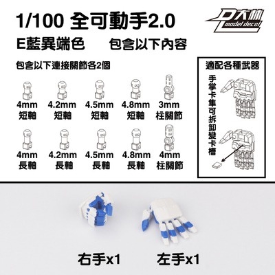 Phụ kiện lắp ráp đôi tay động 1/100 HAND SET cho các loại gundam MG dalin model