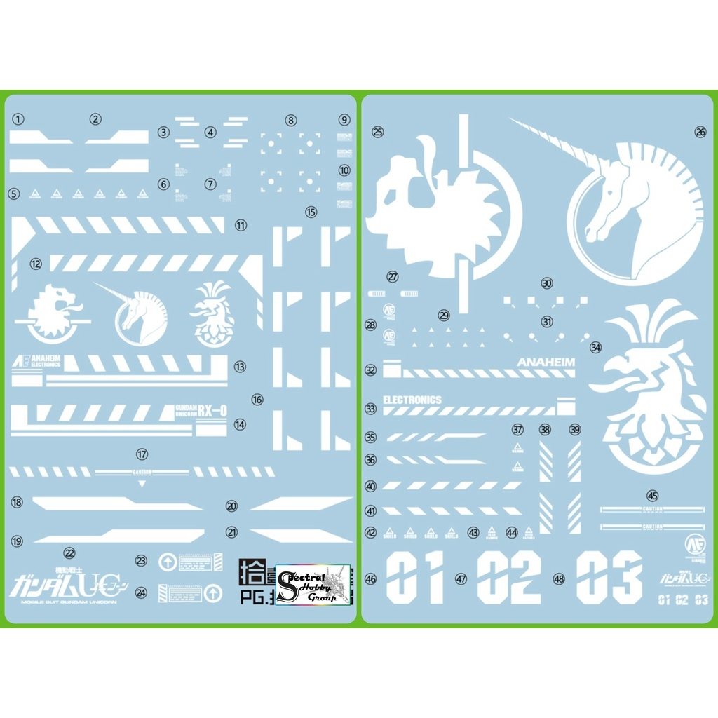 Decal nước mô hình PG các loại Unicorn Perfectibility Banshee Phenex UC Water sticker