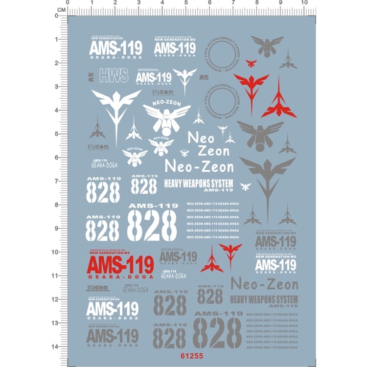 Decal nước dán mô hình MG HG Geara Doga AMS119 các loại - Water sticker