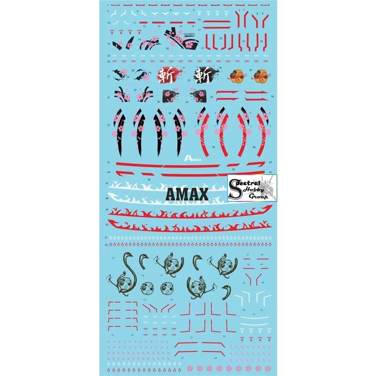 Decal nước dán mô hình HIRM Astray Red Blue Frame / NOIR / Power Arms MG HIRES water sticker