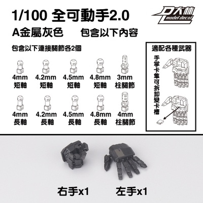 Phụ kiện lắp ráp đôi tay động 1/100 HAND SET cho các loại gundam MG dalin model