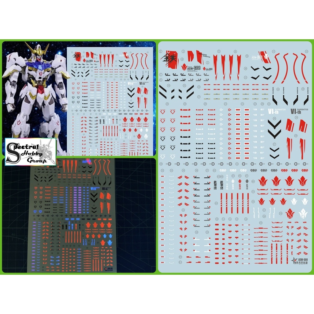 Decal dán mô hình IBO Barbatos 8818 Vidar Bael MG HG HIRM series các loại Water sticker