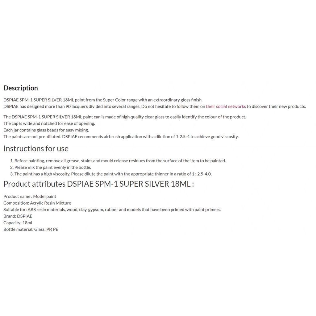 Sơn mô hình DSPIAE color siêu đen / bạc super black silver SPM1 SPM2 lacquer paint