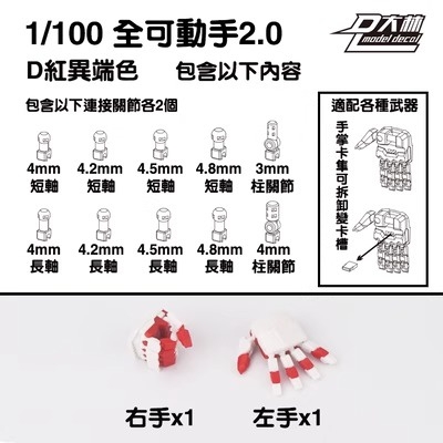 Phụ kiện lắp ráp đôi tay động 1/100 HAND SET cho các loại gundam MG dalin model