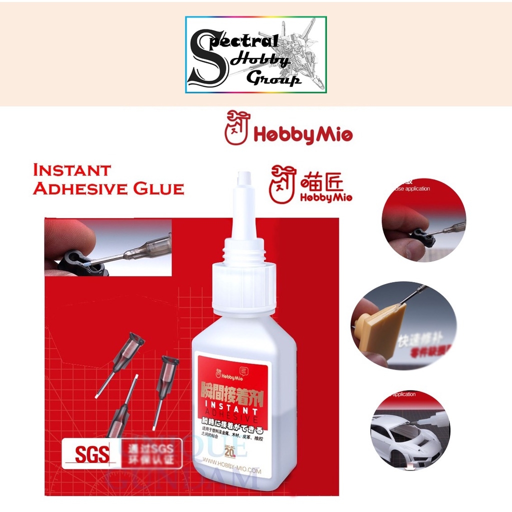 Keo HOBBY MIO dính mô hình đa năng nhựa kim loại gỗ đá gốm thuỷ tinh Instant Glue Free White Hair model