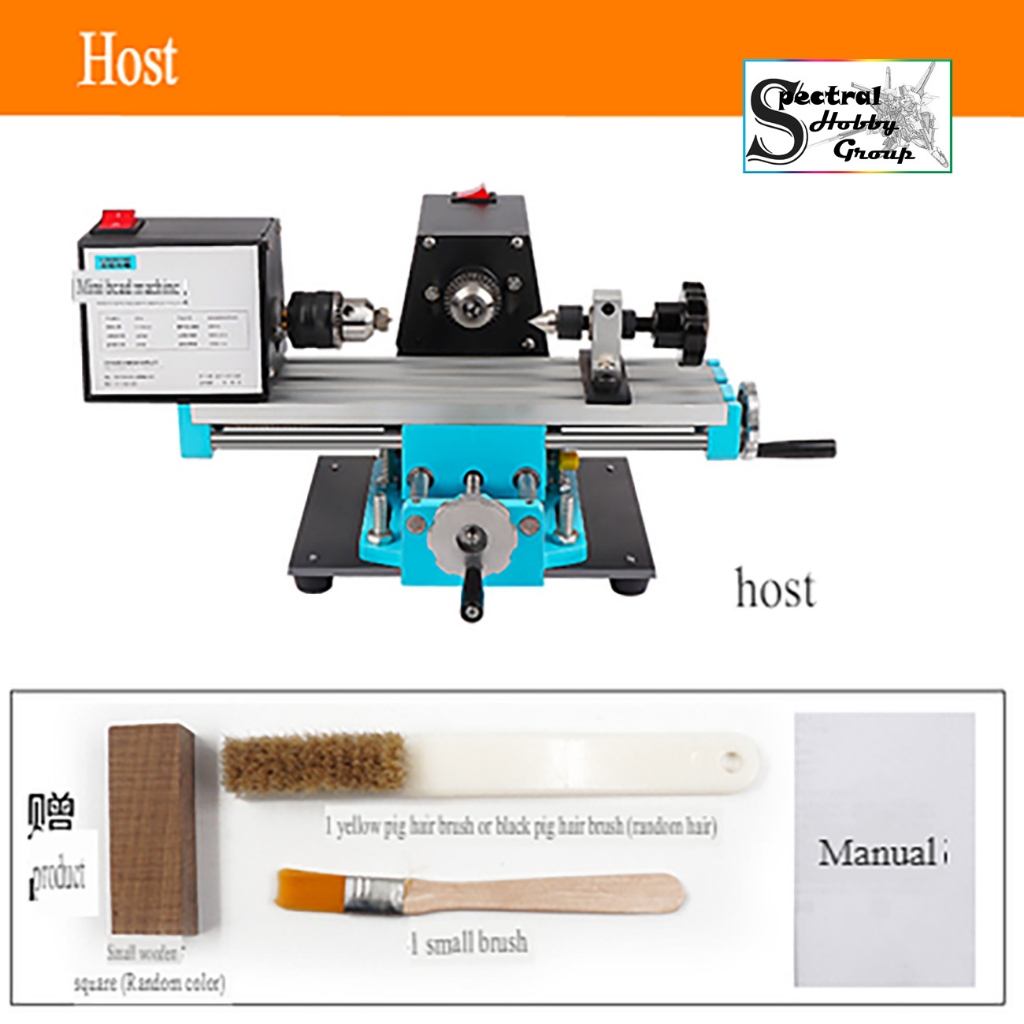 Máy tiện mini hạt chuỗi gỗ 2 motor để bàn kiêm khoan mài khắc đa năng Desktop Lathe machine LONGXIANG