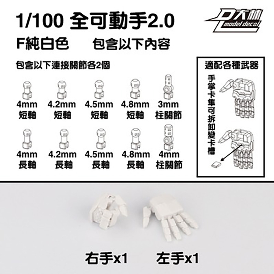 Phụ kiện lắp ráp đôi tay động 1/100 HAND SET cho các loại gundam MG dalin model
