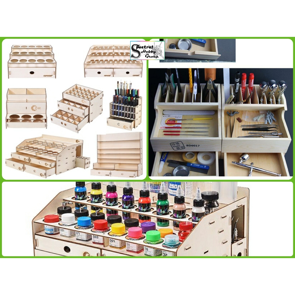 Hộp khay kệ gỗ đựng dụng cụ mô hình Gundam tool holder parts storage rack các loại