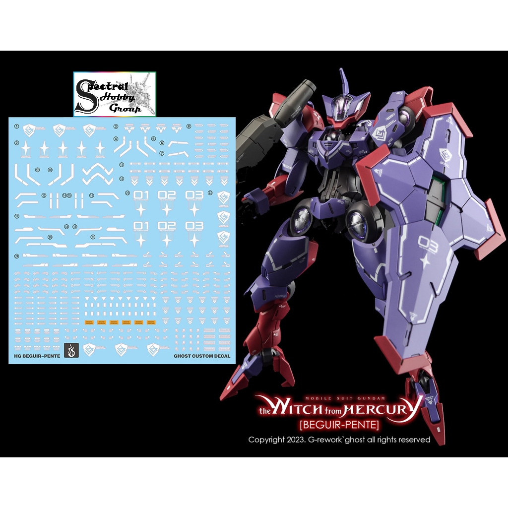 Decal nước dán mô hình Gundam Aerial Rebuild Beguir Pente Pharact Heindree Zowort Tickbalang MERCURY water sticker