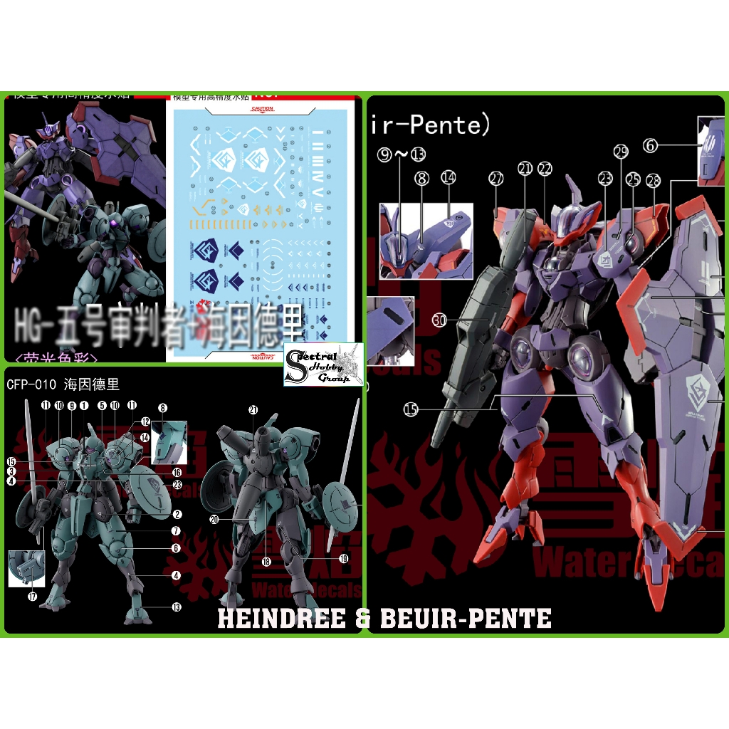 Decal nước dán mô hình Gundam Aerial Rebuild Beguir Pente Pharact Heindree Zowort Tickbalang MERCURY water sticker