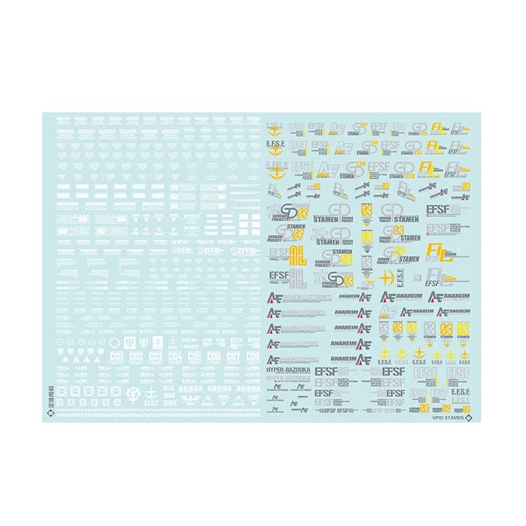 Decal nước dán mô hình HG GP03D Dendrobium RX-78 zeta ez8 UC EFSF Series Water sticker