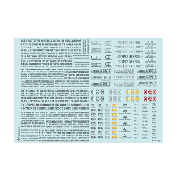 Decal nước dán mô hình HG GP03D Dendrobium RX-78 zeta ez8 UC EFSF Series Water sticker