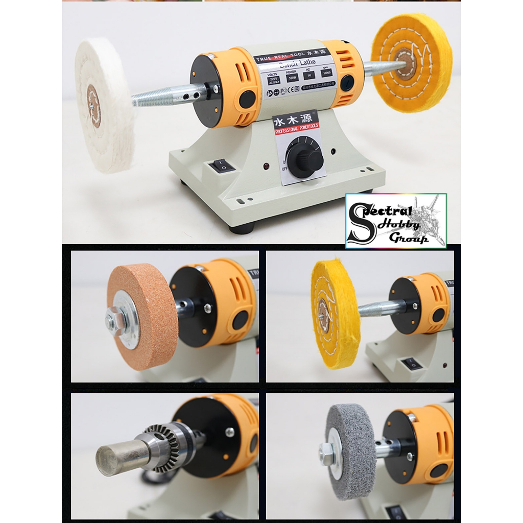 Máy mài cắt bàn mini máy tiện đa năng TM2 350W Bench Lathe Mini Table Saw Polisher Engraving Machine Grinding