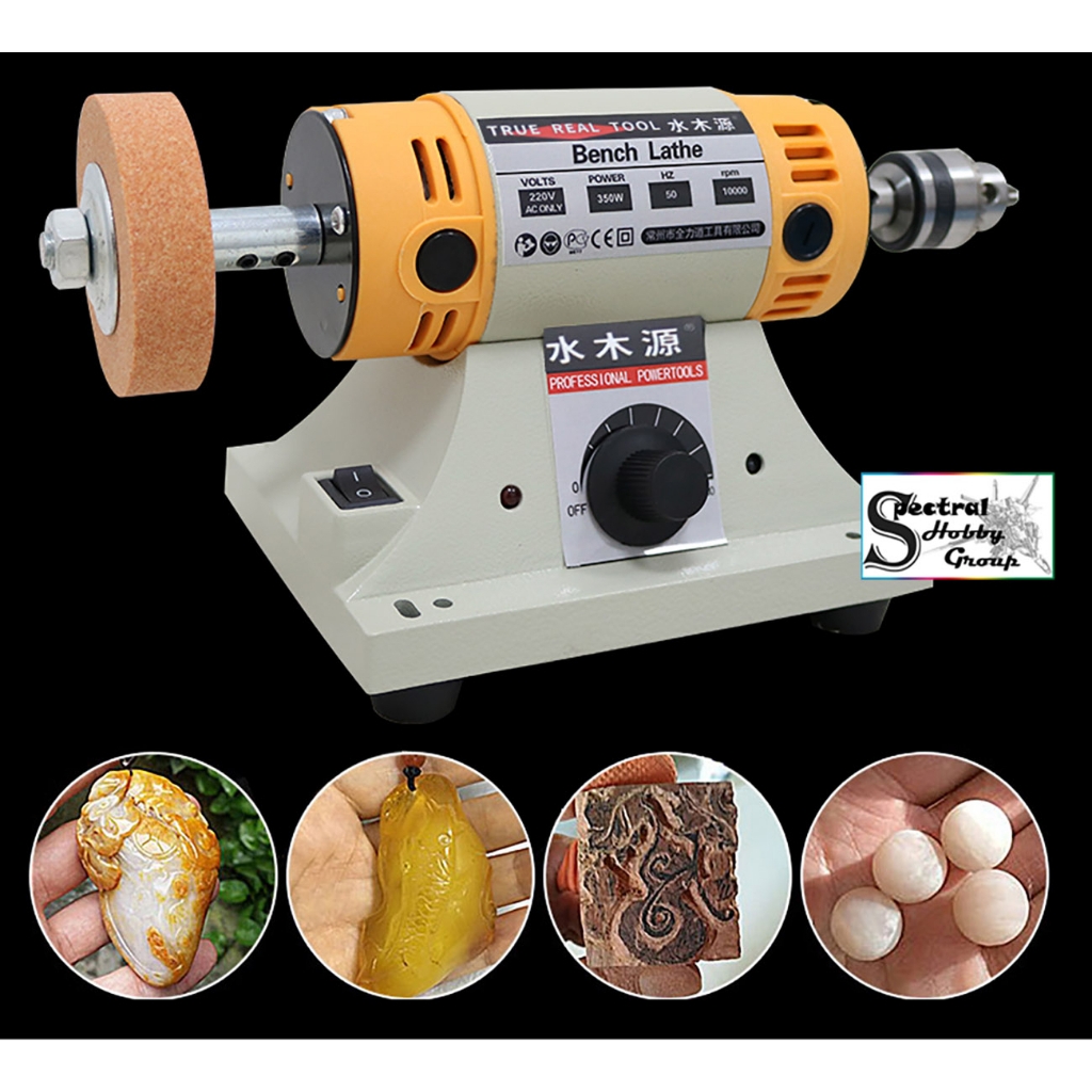 Máy mài cắt bàn mini máy tiện đa năng TM2 350W Bench Lathe Mini Table Saw Polisher Engraving Machine Grinding