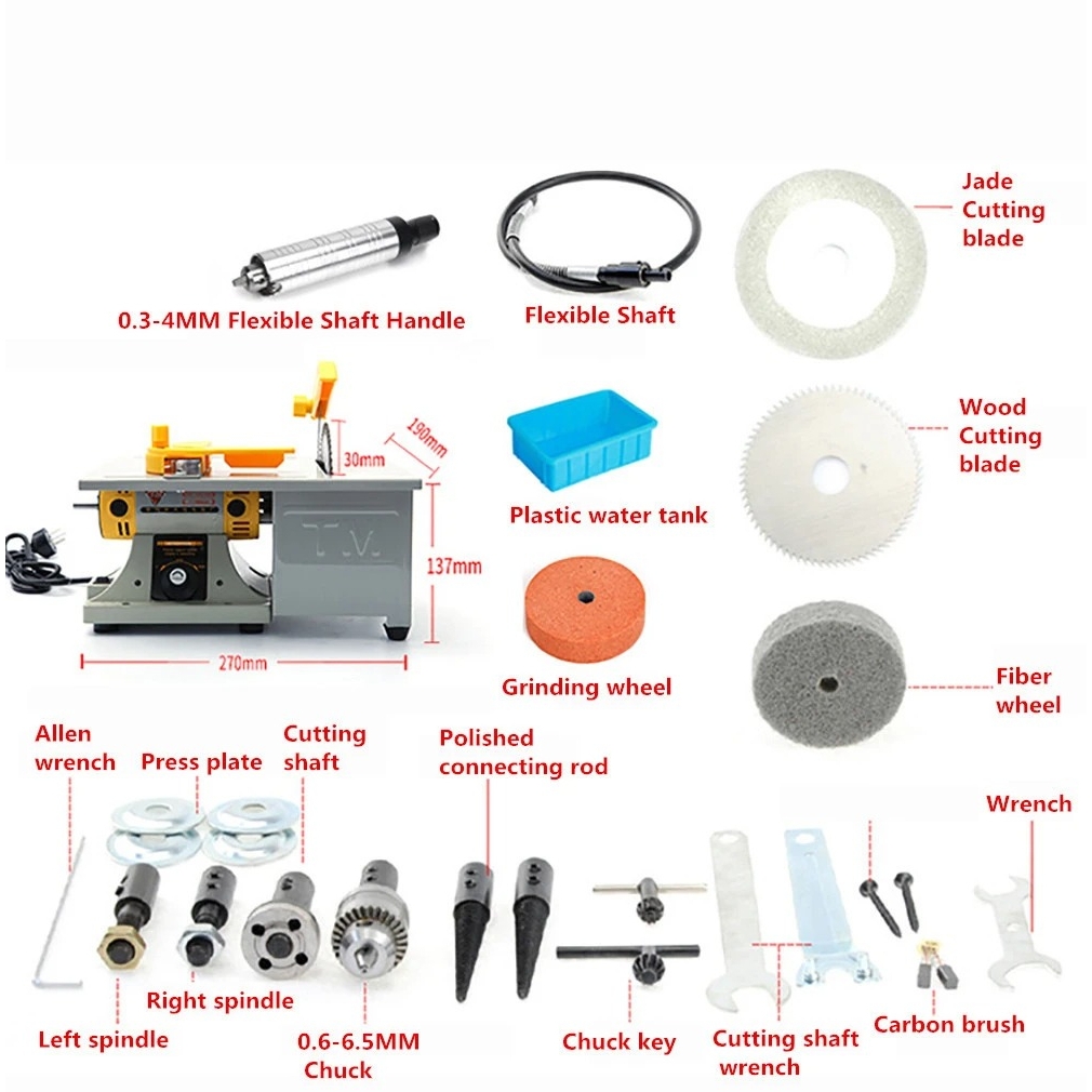Máy mài cắt bàn mini máy tiện đa năng TM2 350W Bench Lathe Mini Table Saw Polisher Engraving Machine Grinding
