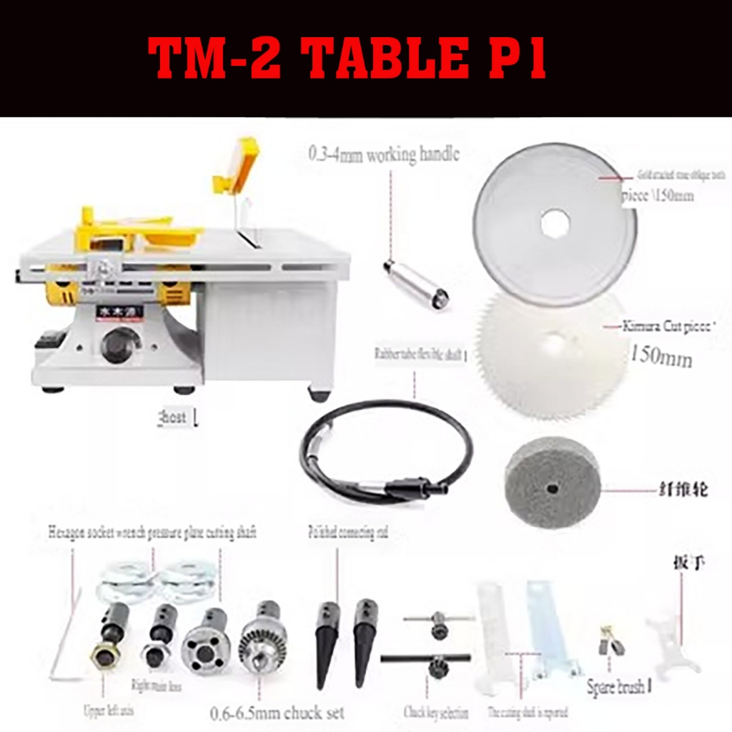Máy mài cắt bàn mini máy tiện đa năng TM2 350W Bench Lathe Mini Table Saw Polisher Engraving Machine Grinding