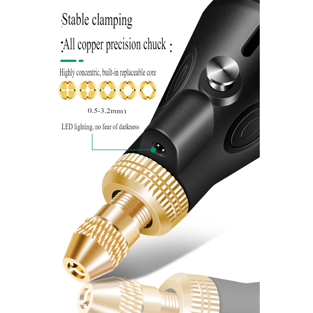 Máy khoan cắt mini KJ202 đa năng Electric grinder small hand-held drill 6 speed Led rechargable