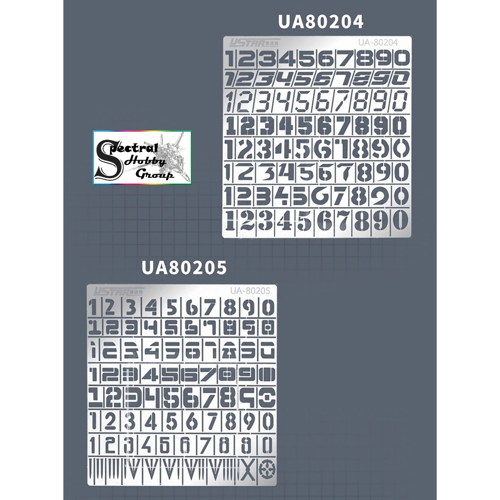 Dụng cụ mô hình Ustar metal masking số UA80204/80205 Chariot Number Digital Spray Plate