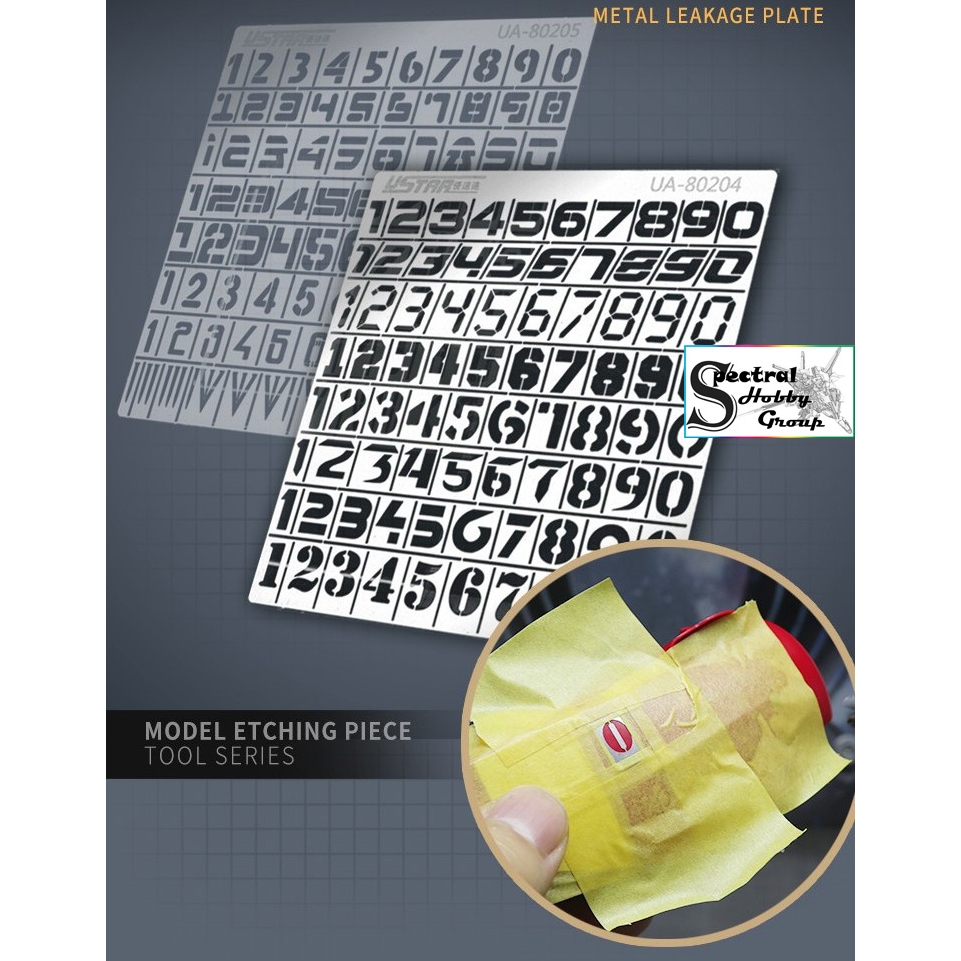Dụng cụ mô hình Ustar metal masking số UA80204/80205 Chariot Number Digital Spray Plate