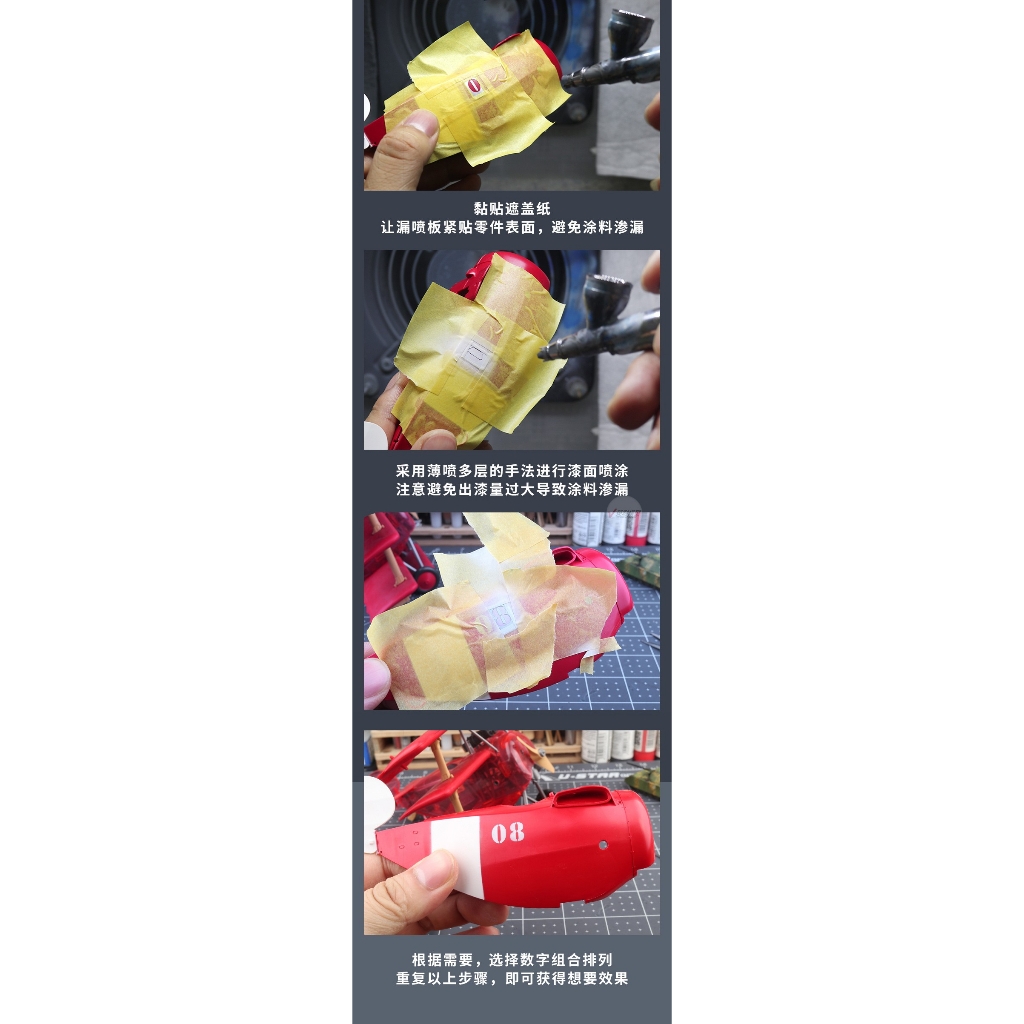 Dụng cụ mô hình Ustar metal masking số UA80204/80205 Chariot Number Digital Spray Plate