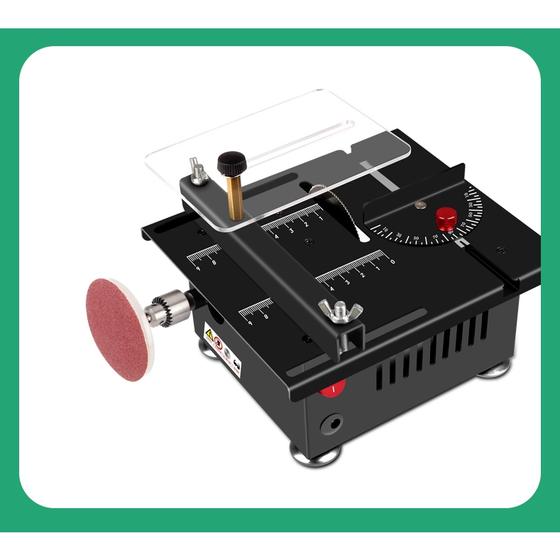 Máy mài khoan cắt cưa bàn đa năng 100W nâng hạ lưỡi cưa desktop mini table saw LONGXIANG