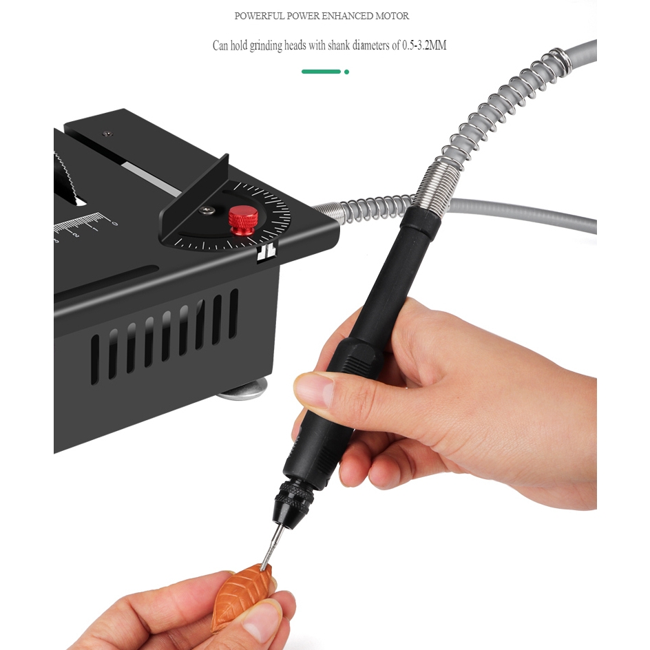 Máy mài khoan cắt cưa bàn đa năng 100W nâng hạ lưỡi cưa desktop mini table saw LONGXIANG