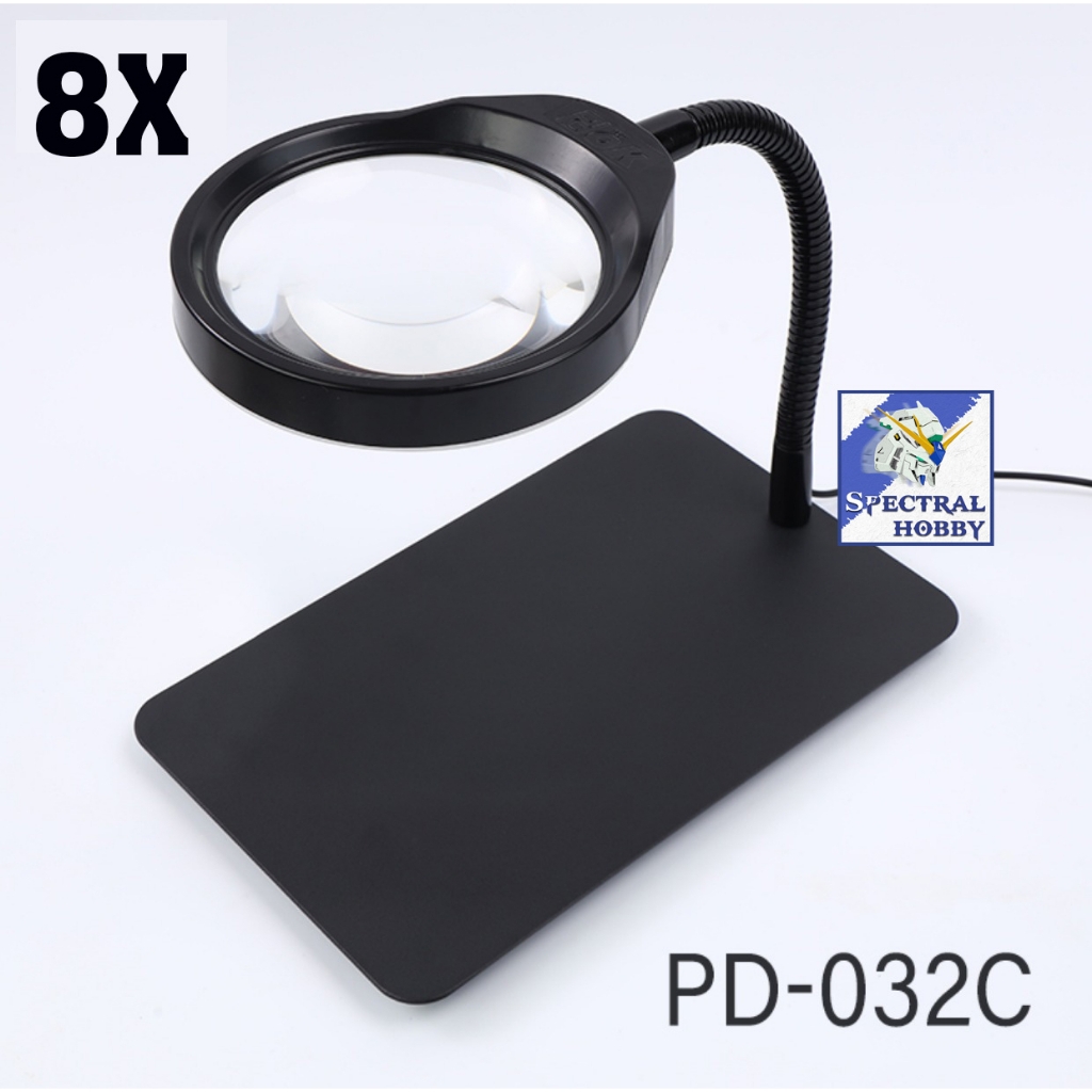 Dụng cụ mô hình đèn kính lúp để bàn phóng to 8x / 10x PD-032C hobby tool