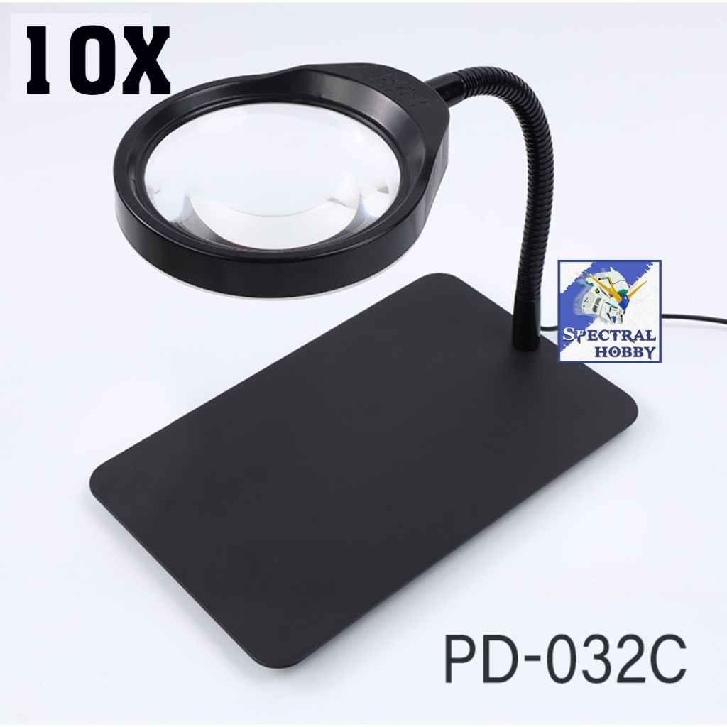 Dụng cụ mô hình đèn kính lúp để bàn phóng to 8x / 10x PD-032C hobby tool