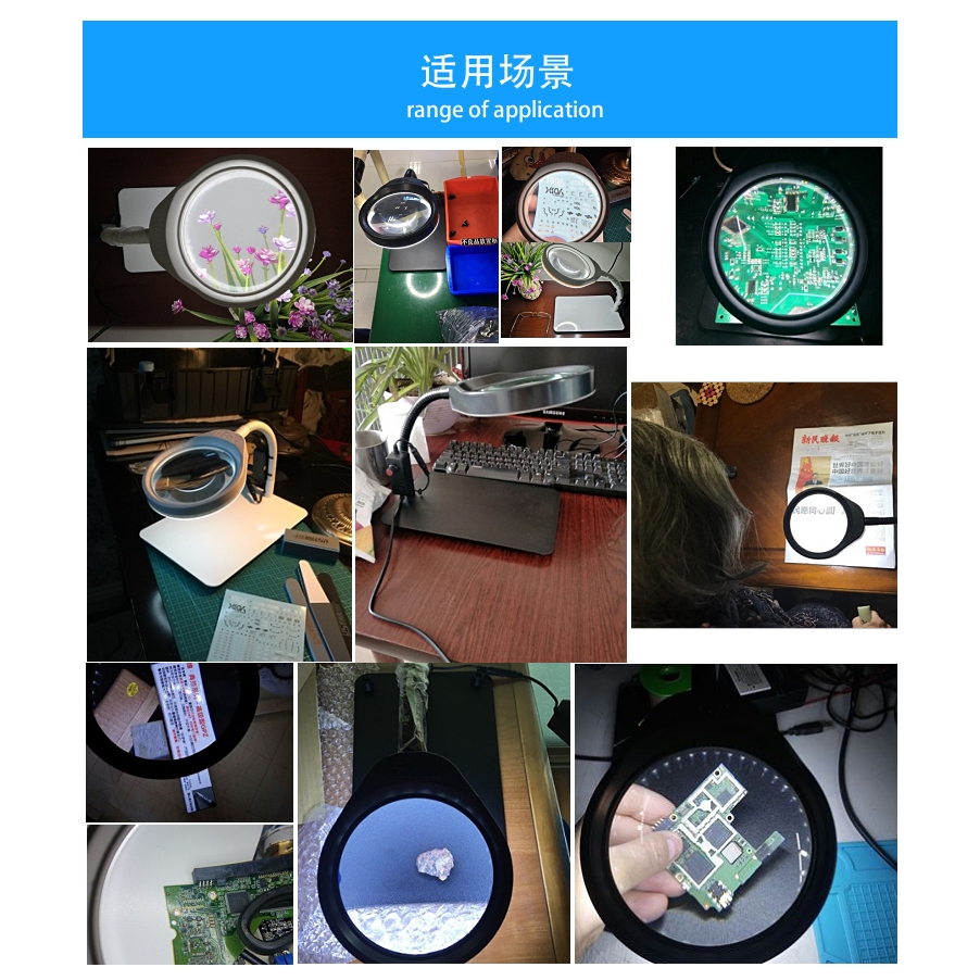 Dụng cụ mô hình đèn kính lúp để bàn phóng to 8x / 10x PD-032C hobby tool