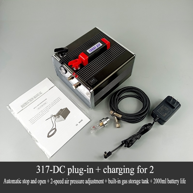 Máy nén khi mini Airbrush Compressor Pump HS317 with Storage Tank Battery 2000 MA