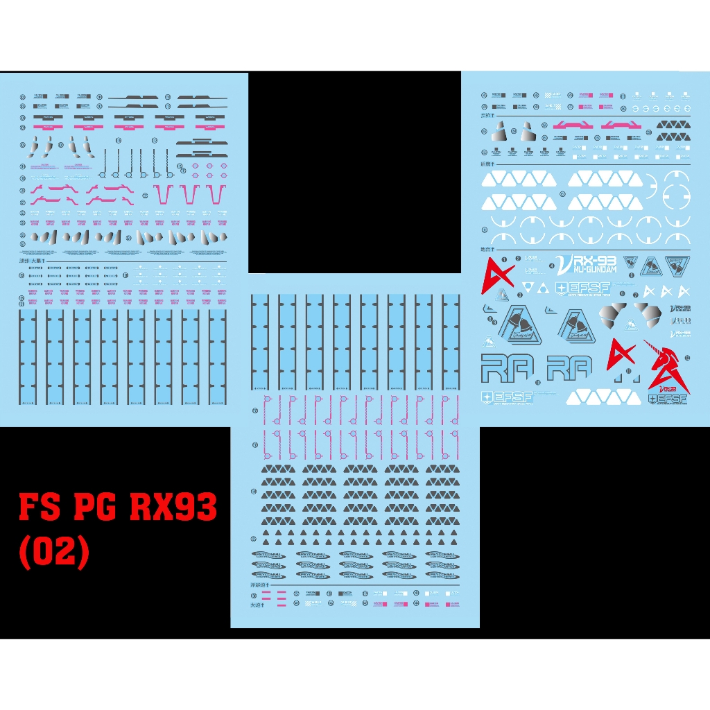 Decal nước dán mô hình cho PG RX93 Structure Nu gundam water sticker
