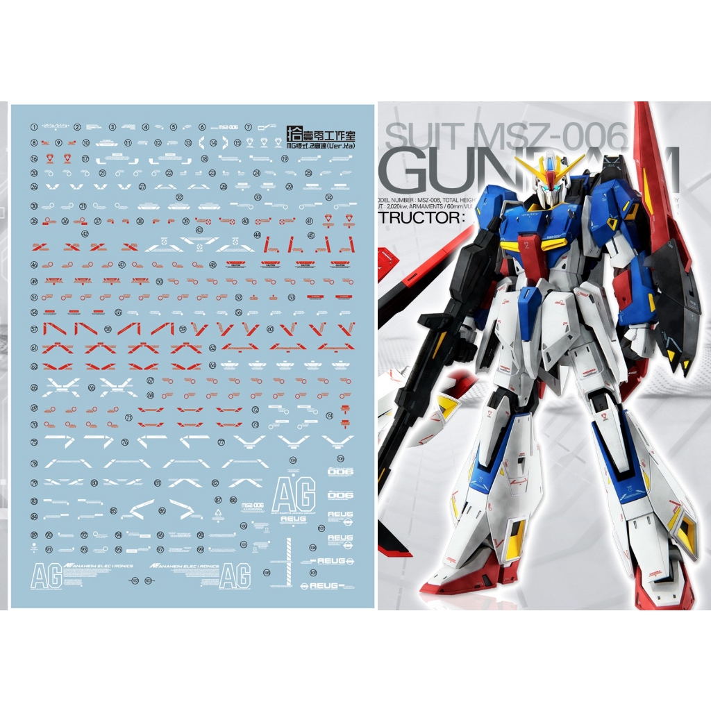 Decal nước dán mô hình Zeta PLUS A1 C1 Z3 Red ver.ka PG MG RG HG các loại Water sticker