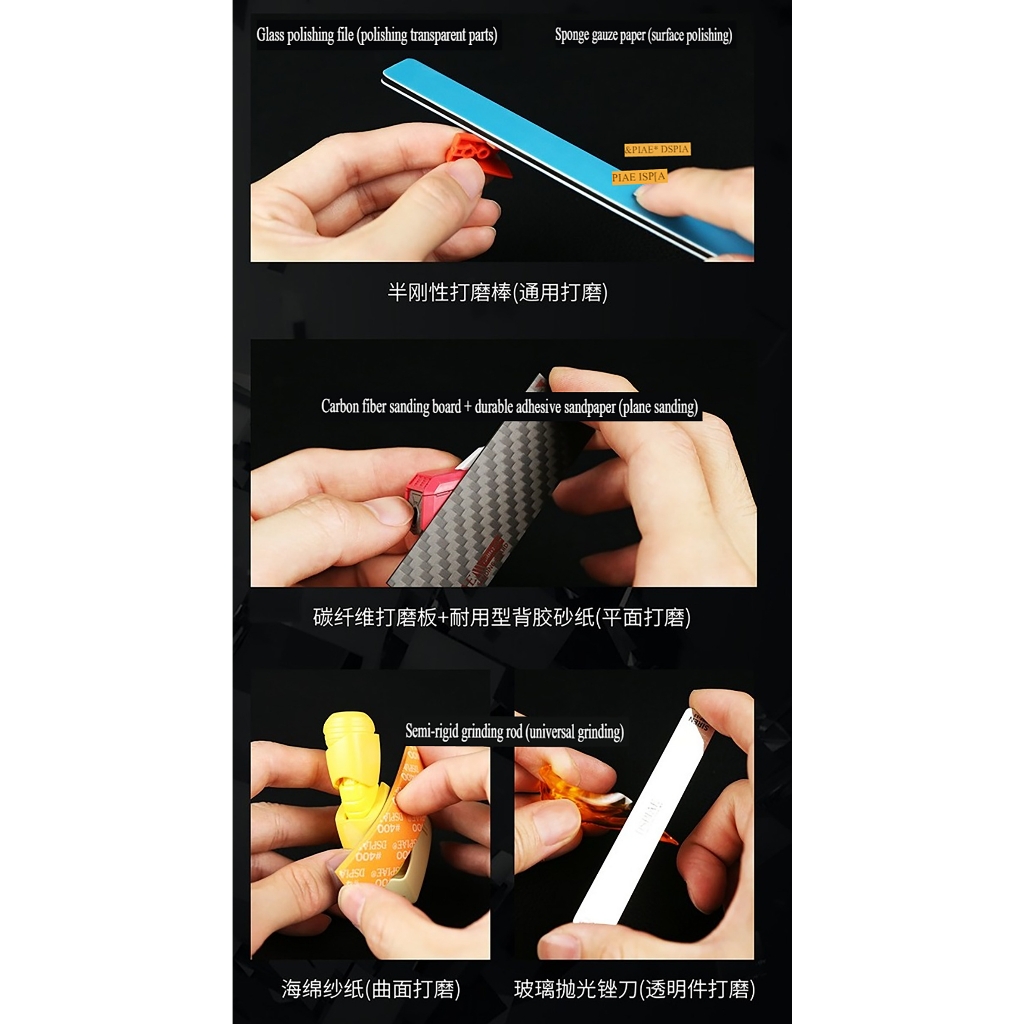 Bộ dụng cụ DSPIAE cơ bản đầy đủ cho mô hình (kìm, dũa, dao, nhíp, nhám, tách part, ...) TC-S01 Tool Set