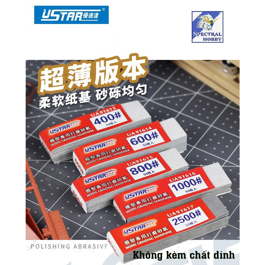Dụng cụ USTAR Giấy nhám cắt sẵn pre-cut sandpaper [with adhesive] #400 - #2500 Tool hobby