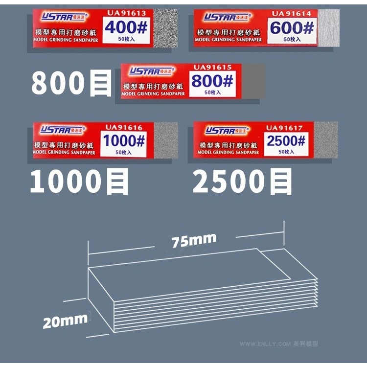 Dụng cụ USTAR Giấy nhám cắt sẵn pre-cut sandpaper [with adhesive] #400 - #2500 Tool hobby