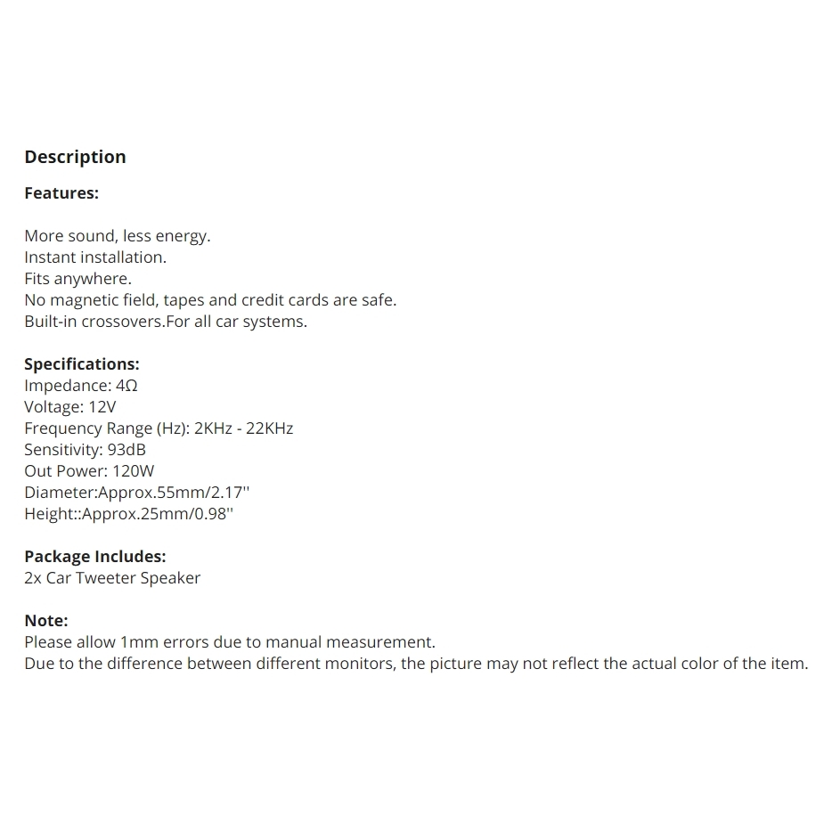 Cặp Loa treble 12v 35w MA-260 Car Power Loud Speaker Dome Speaker Tweeter