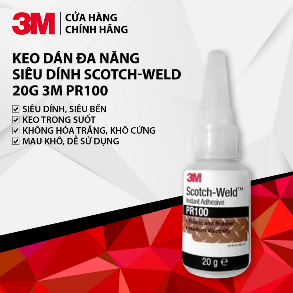Dụng cụ Keo siêu dính 3M PR100 Plastic & Rubber Instant Adhesive cho mô hình và các loại đa năng