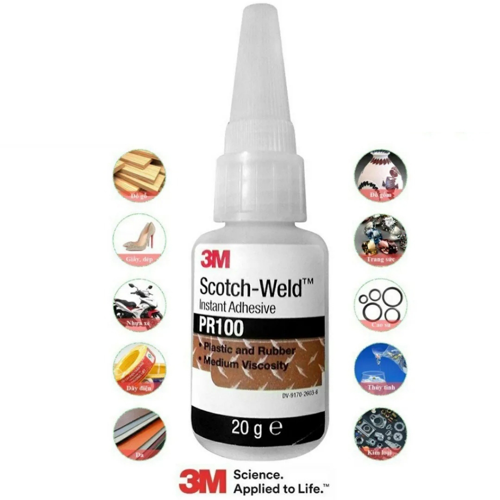 Dụng cụ Keo siêu dính 3M PR100 Plastic & Rubber Instant Adhesive cho mô hình và các loại đa năng