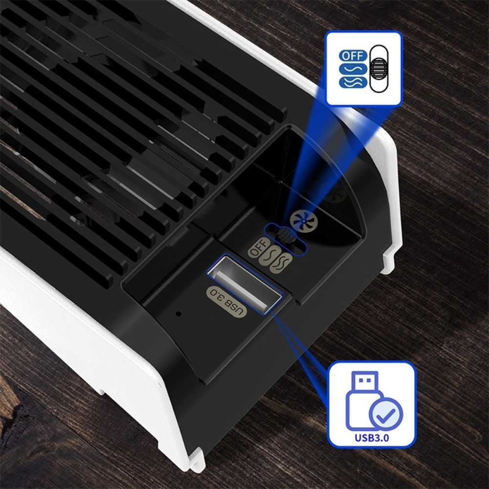 Quạt làm mát cho máy PS5 Fan Host Cooling With 3-Fan External USB 3.0