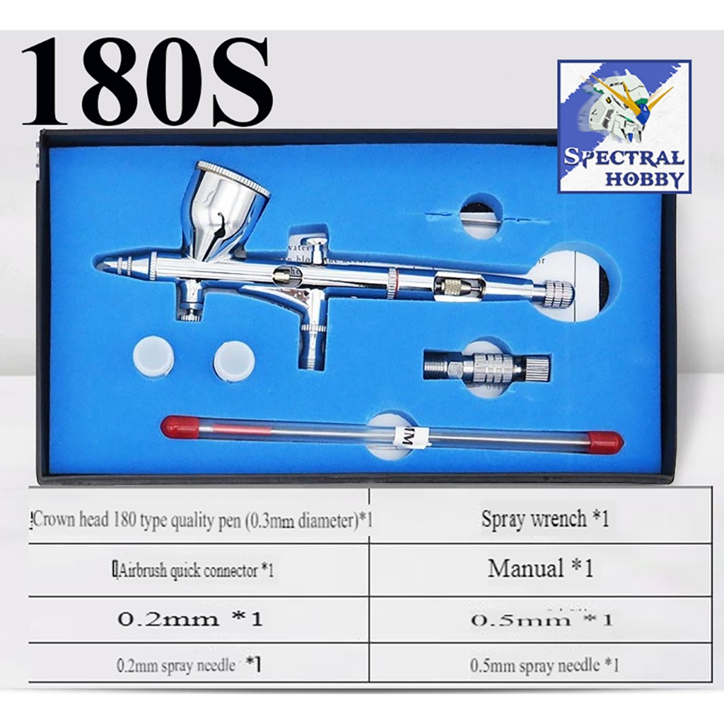 Bút sơn mô hình hd180 180K 183K Pen Airbrush Double Action Set 0.2MM 0.3MM 0.5MM Three Caliber Set