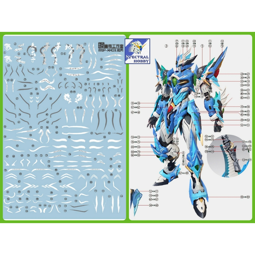 Decal nước dán mô hình XH01 BAI QI MNP-XH02 XH03 Ao bing DRAGON AOBING water sticker