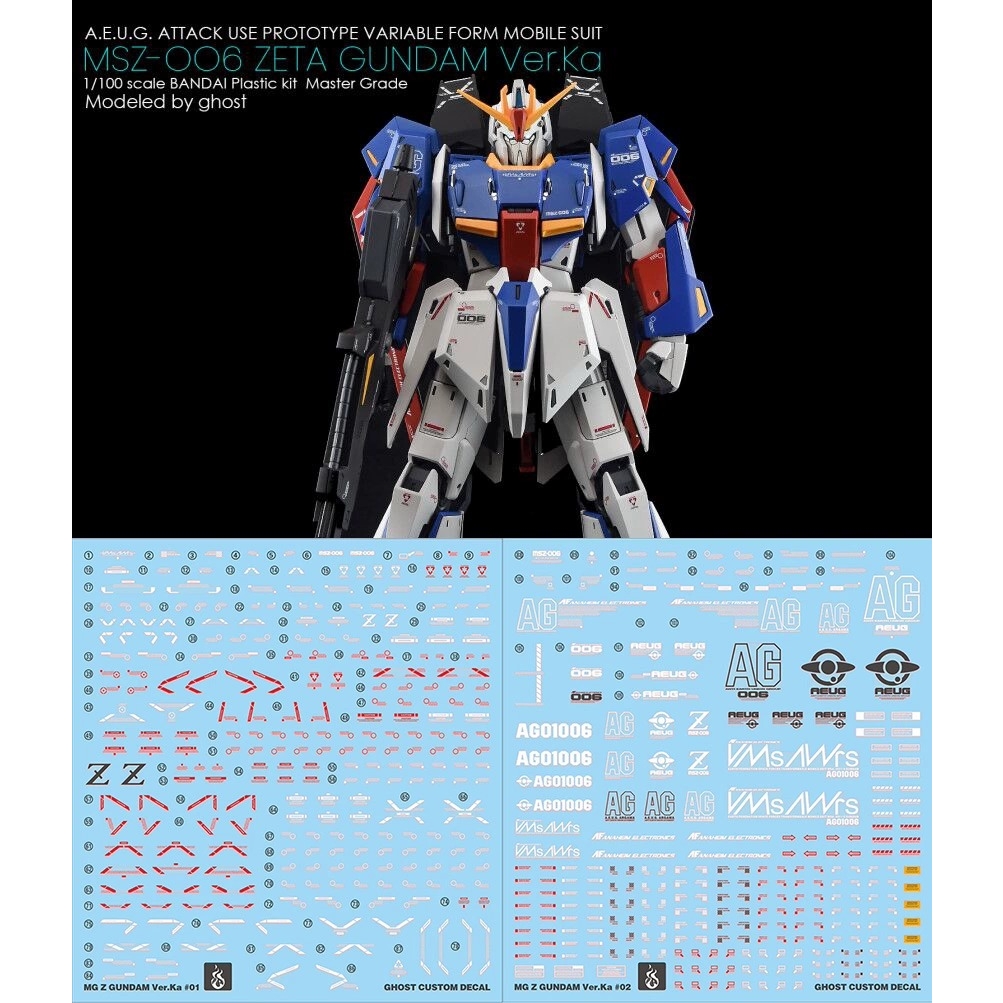 Decal nước dán mô hình Zeta PLUS A1 C1 Z3 Red ver.ka PG MG RG HG các loại Water sticker