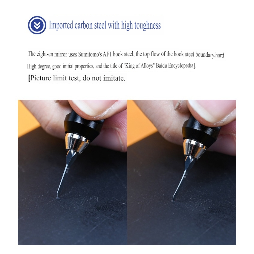 Dụng cụ 100Shiki kẻ tạo line chisel 0.1 - 1.0mm cho mô hình kèm Cán chisel Yata mirror engraving knife pen holder